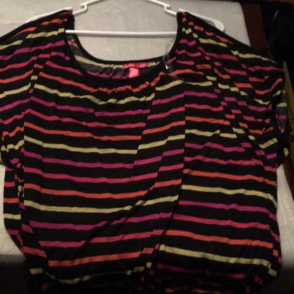 Mix & co. Open shoulder 3X striped blouse NWOT